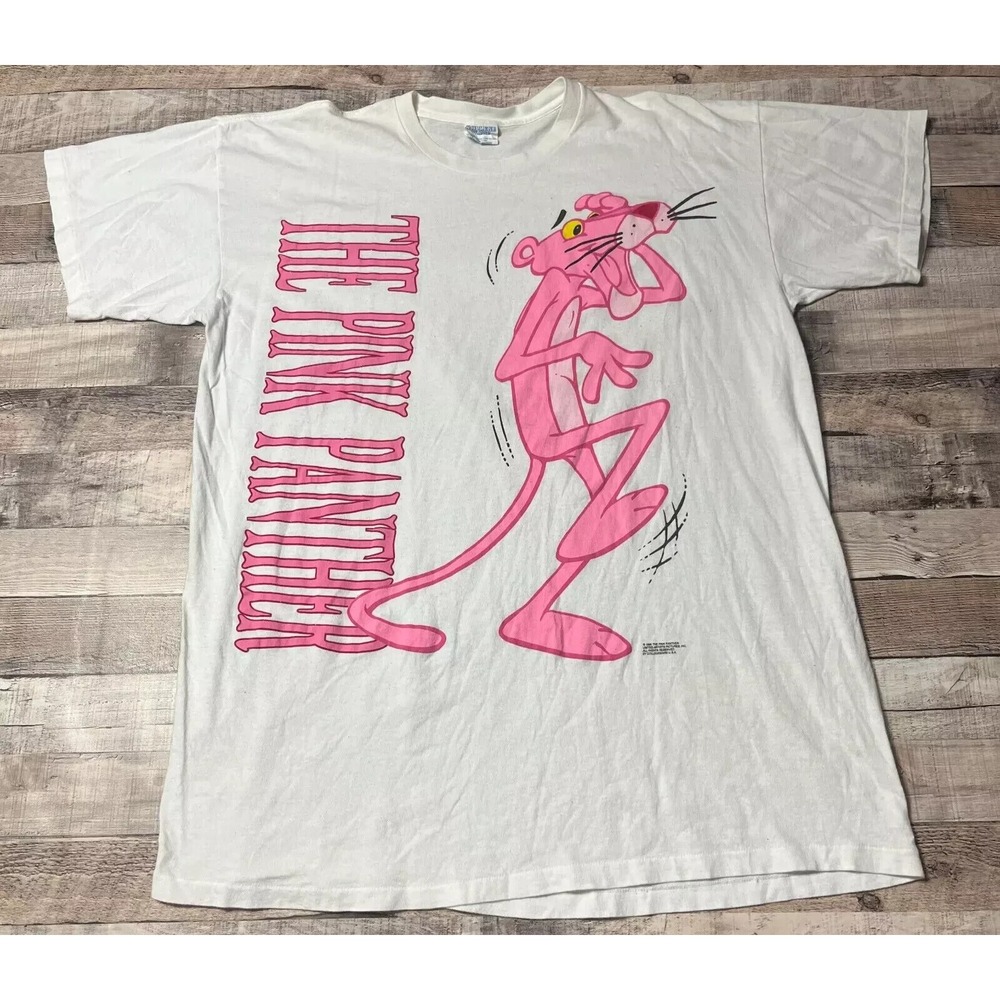 Pink Panther Shirt Adult One Size White Vintage 1996 90s Clues AOP TV Series